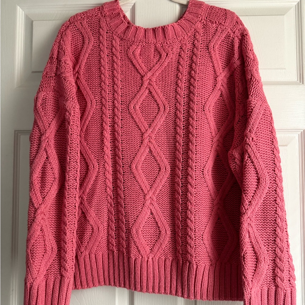 Princess Polly Anya Pink Oversized Cable Knit Sweater